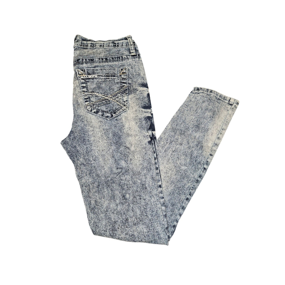 Women's (Juniors) No Boundaries Denim Jeans Size 9 Blue Acid Wash - Picture 8 of 12